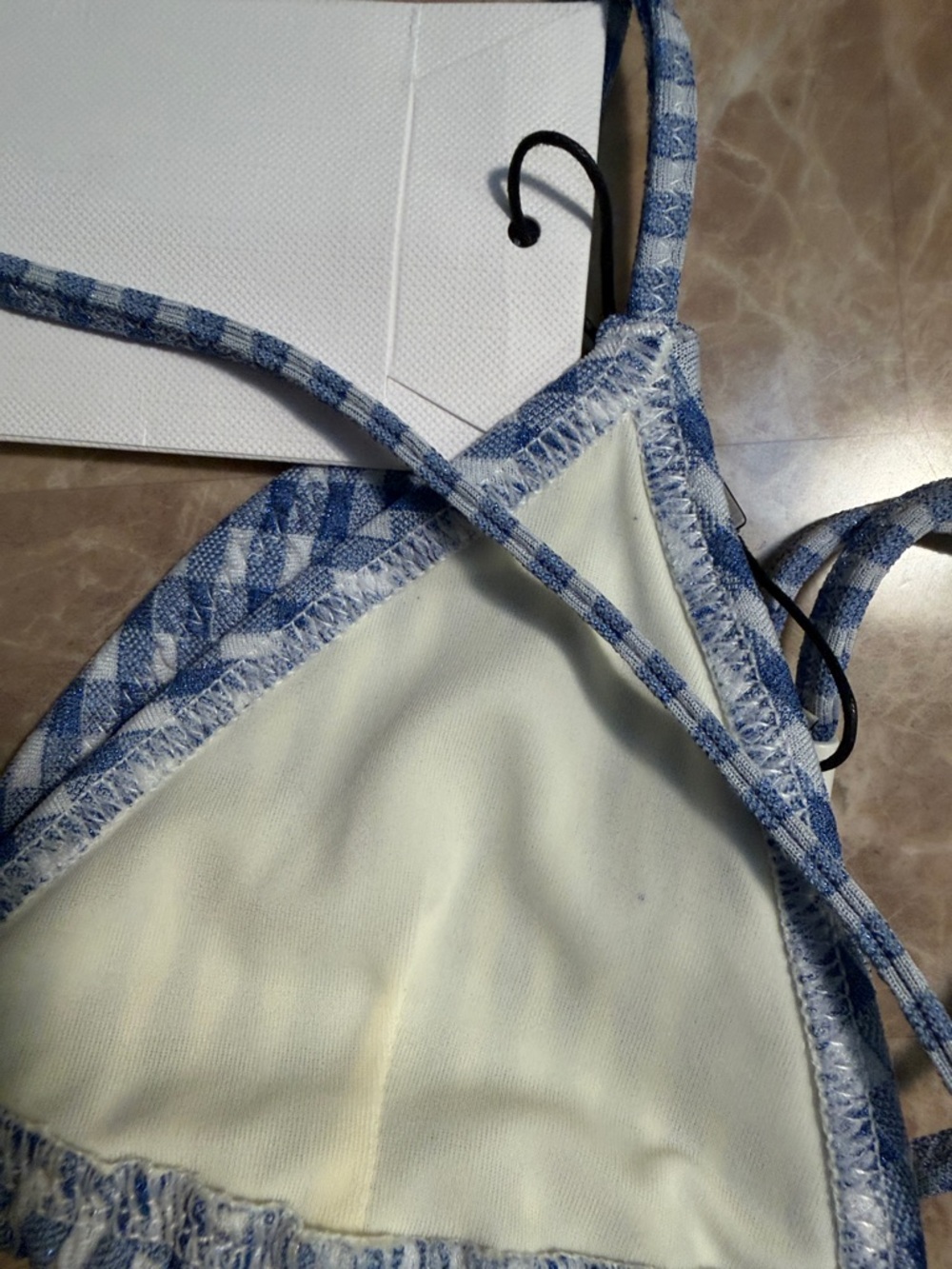 triangl swimwear Blue Gingham Triangle Bikini Set - Picture 7 of 9